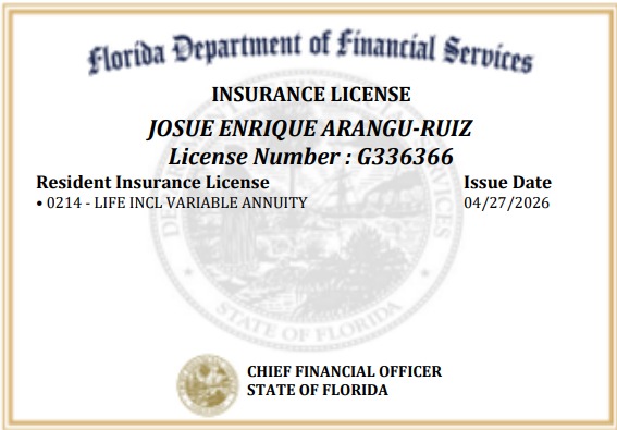 Certificado de licencia — Florida